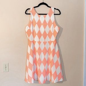 MM Couture Fit and Flare Pink and Cream Dress Size Large